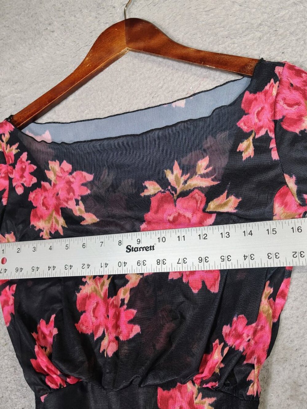 Free People Bodysuit Women's XS Black Pink Floral Off-Shoulder Boho Top NWOT - Picture 7 of 13